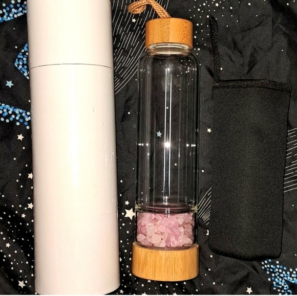 NWT Crystal infused Glass water bottles,  rose quartz - Picture 2 of 8
